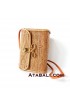 Ata rattan wallet bag with ribbon clip with sling leather